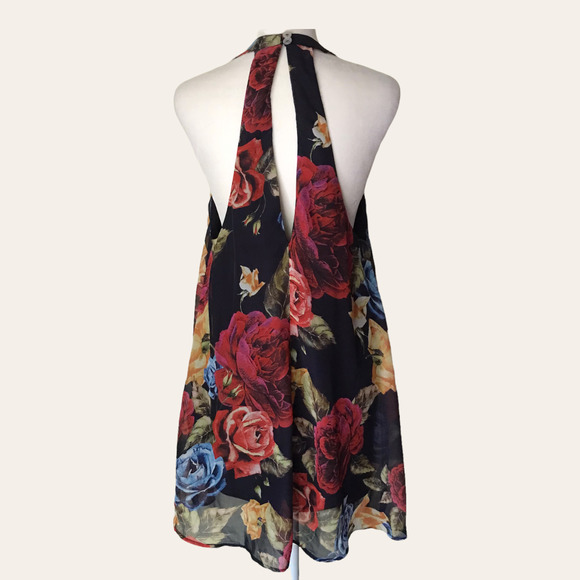 Show Me Your Mumu Womens Tess Tie Front Mini Dress Navy Floral Size Small - Picture 2 of 14